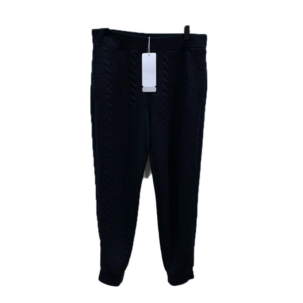 Escada Sport Quilted Black Trouser Joggers Stretchy Large L NWT $295